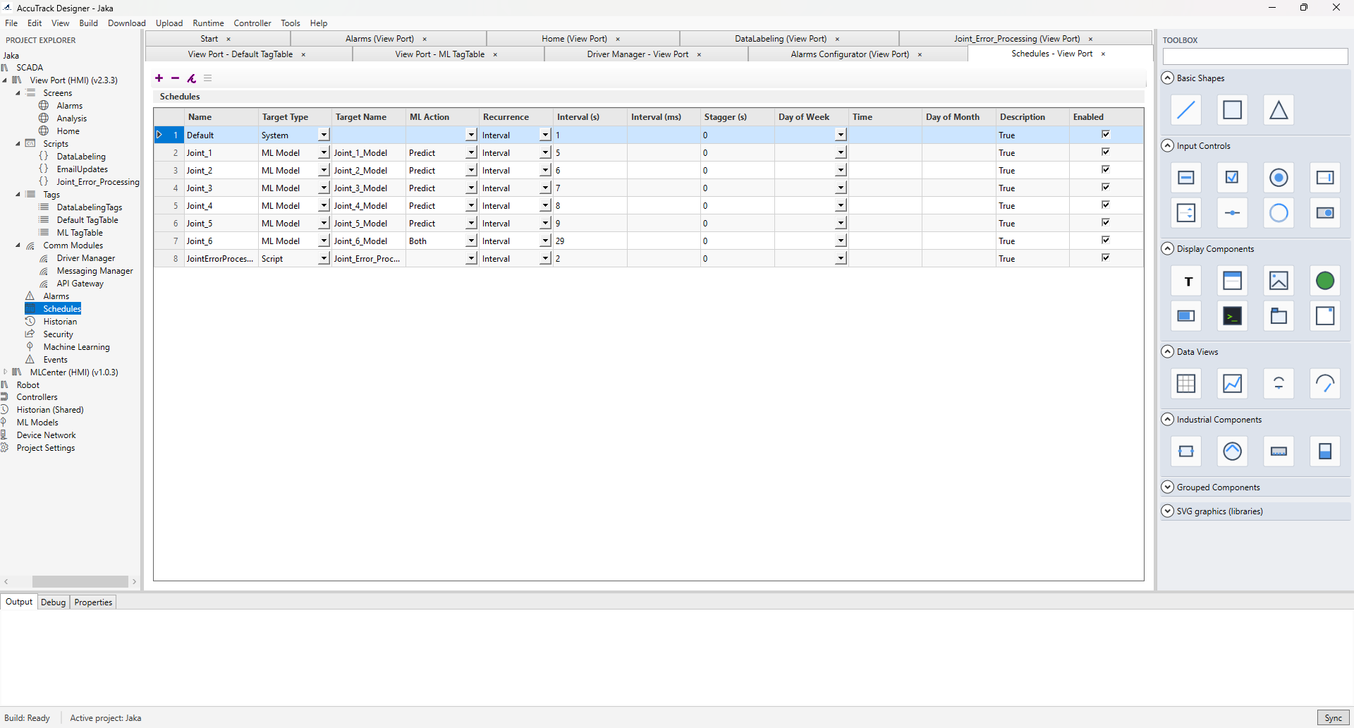 Schedule list and editor
