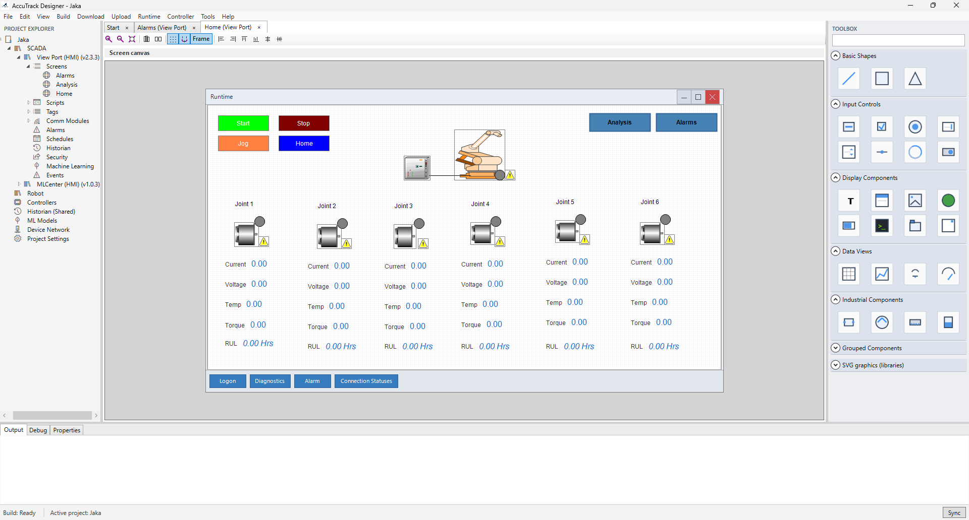 AccuTrack Designer screen canvas with toolbox