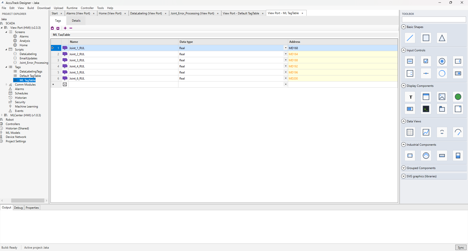 Tag tables in AccuTrack Designer